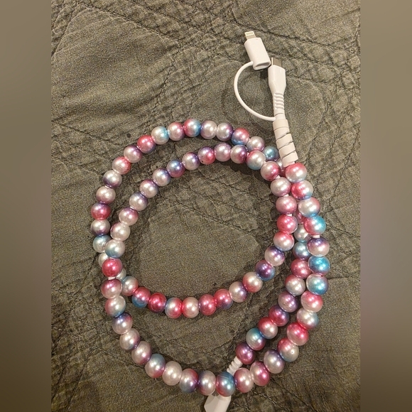 None Other - NET - Multicolor Pearly Beaded Charging Cable - iPhone & Samsung (cable only)